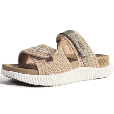 Imagem de KuaiLu Sandálias femininas modernas ortopédicas femininas atléticas de recuperação de almofada grossa com alça ajustável para caminhada com suporte de arco para fascite plantar confortável, Bege, 35