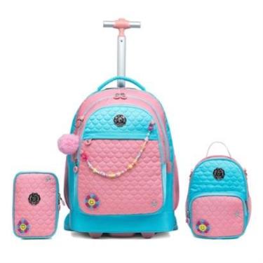 Imagem de Kit Mochila Menina Infantil Estojo Lancheira Casual Reforçada-Feminino