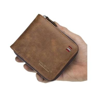 Imagem de Carteira Masculina Vintage Casual Curta Com Zíper E Fecho De Fivela, E