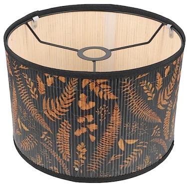 Imagem de Planta verde impressão abajur sala de estar quarto sala de jantar lustre abajur de bambu pingente vintage luz abajur vintage decoração vintage para casa abajur grande (Color : Assorted Color, Size :