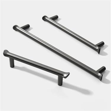 Imagem de Puxadores de porta de armário de liga de zinco sólido cinza perolado simples armário de cozinha puxadores de porta de guarda-roupa ferragens de móveis 1 peça (cinza pérola 128 mm)