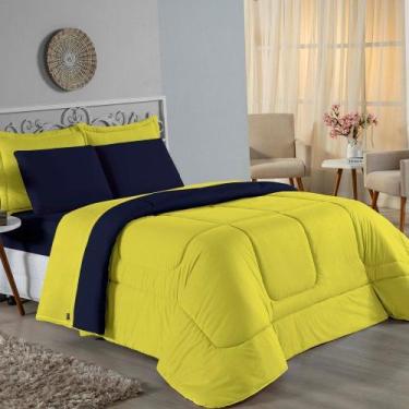 Imagem de Kit Edredom Dupla Face + Jogo de Lençol Solteiro Nobre 5 peças Malha 1