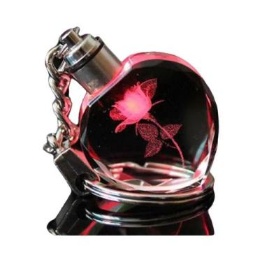 Imagem de Moda colorida fada rosa flor padrão amor forma cristal strass led luz 