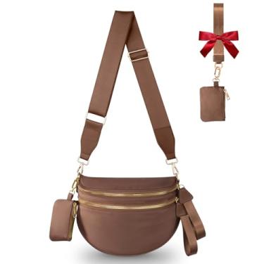 Imagem de Bolsa transversal feminina moderna, pochete grande, bolsa de cinto, bolsa quadriculada, carteiras, bolsas de ombro modernas, Marrom, One Size, Presentes finos