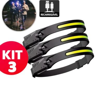 Imagem de Lanterna de cabeça recarregável com 3 peças, farol largo de 230°, sensor de movimento LED recarregável, faróis brilhantes de 5 modos para adultos, faróis para testa, capacete rígido, equipamento (3)