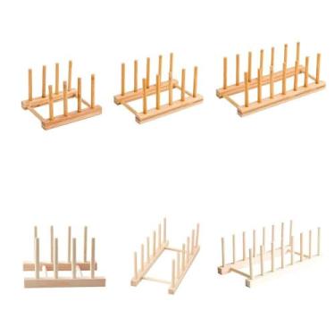 Imagem de Prateleira de Secagem Utensílios Cozinha Suporte Madeira Bambu Detachable para Economia Espaço Organizador Drenagem Mult