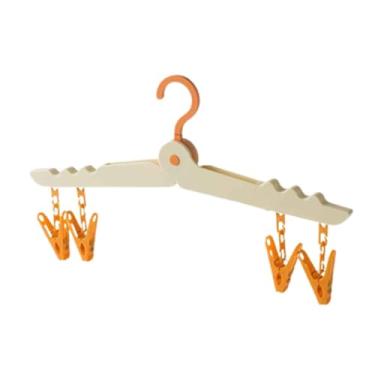 Imagem de Cabides portáteis de viagem com clipes, suporte dobrável para secar roupas, cabides de plástico multicolorido, design que economiza espaço (laranja)