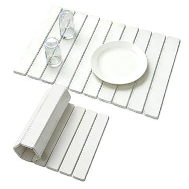 Imagem de Pesilo Tapete de secagem de pedra grande para balcão de cozinha, tapete de secagem de louça dobrável tapete de banho de terra de diatomáceas de secagem rápida, almofada de drenagem para pratos