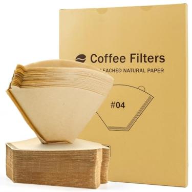 Imagem de 200 filtros de café cone nº 4 8-12 xícaras, papel natural cru, filtros de café descartáveis, 4 papéis de cone, papel de filtro compatível com filtros de café Ninja, máquina de café derramada e