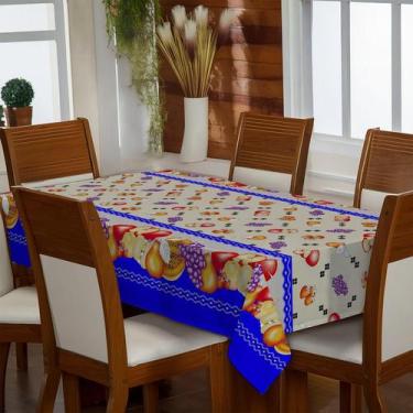 Imagem de Toallha de Mesa 4 Lugares - Textil Giordano, Frutas Diversas Azul - 61