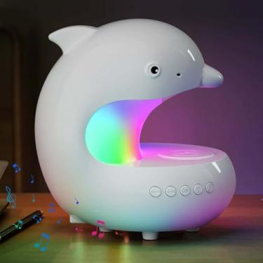 Imagem de Luocute Abajur Em Formato de Golfinho, Carregamento Rápido Sem Fio de 15 W Com 3 Temperaturas de Cor e 8 Efeitos RGB, Alto-falante BT, Controle Remoto, para Decoração de Quarto (Versão recarregável)