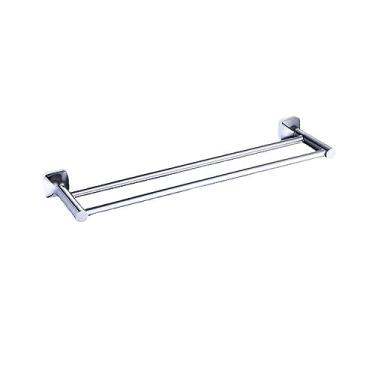 Imagem de Toalheiro de banho de aço inoxidável cromado, rolo de papel higiênico, gancho para roupão, toalheiro, kit de acessórios de banheiro, suporte de papel (barra de toalha dupla)