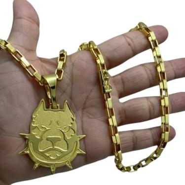 Imagem de Cordão 6Mm Tijolinho Curto + Pingente Pai Nosso Banhado A