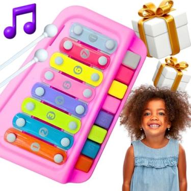Imagem de Mix Brinquedos Educativos Bebê Kit Cubos Encaixe peças Volante Musical xilofone Escolha Seu Presente natal Ideal caranguejo fujão pinguim para banho criança 1 ano (Xilofone rosa)