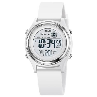 Imagem de SKMEI Relógios de pulso masculinos à prova d'água, relógio esportivo digital com função de alarme e temporizador de data, luz traseira com LED duplo, Prata