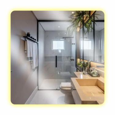 Imagem de Espelho Quadrado Led 58X58 Banheiro Iluminado Led Quente Ou Frio - Gen