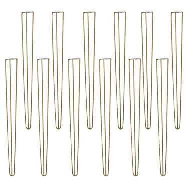 Imagem de Kit 12 Pés de Metal 90 CM Hairpin Legs Aparador e Mesa de Canto Dourado