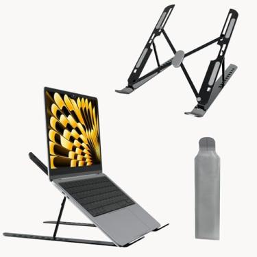 Imagem de Suporte de laptop para mesa ajustável de 10 níveis para laptop, ventilado, dissipação de calor, suporte portátil dobrável compatível com MacBook Air Pro, HP Dell, Lenovo iPad Tablet acessório (8-16