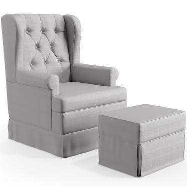 Imagem de Poltrona E Puff Helena P02 Capitonê Facto Cinza Metalizado