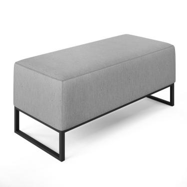 Imagem de Puff Cléo W01 Base De Ferro 90 Cm Linho Cinza
