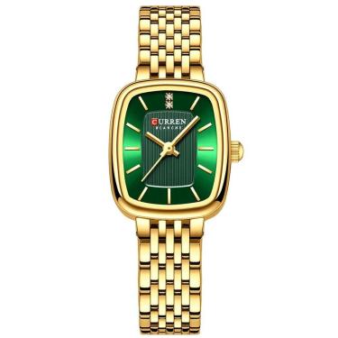 Imagem de Relógio De Pulso Quartzo Feminino Design Elegante Strass Pulseira Em Aço Inoxidavel Verde