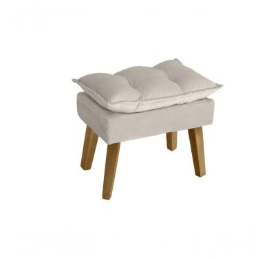 Imagem de Kit 02 Poltrona/cadeira Decorativa E Puff Glamour Com Pés Quadrado Bege