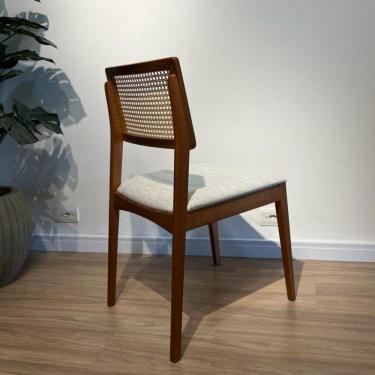 Imagem de Cadeira De Jantar Teca Em Madeira Maciça E Encosto De Tela