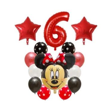 Imagem de Balões Mickey E Minnie Mouse 14pcs Balões De Número Em Folha De Látex 