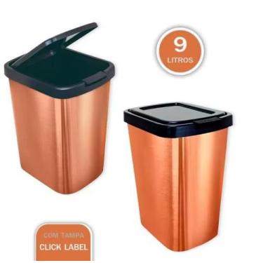 Imagem de Lixeira plástica 9 litros com clique - Label - Arqplast - Meu conforto
