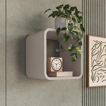 Imagem de Nicho Prateleira Decorativa Infantil 30x30cm Organizador Para Quarto E Decoração Bege Dunas