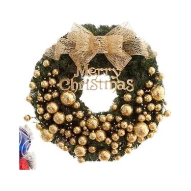 Imagem de Guirlanda De Natal De 30CM Em Imitação De Rattan, Decorações De Flores