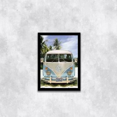 Imagem de Quadro Fotografia Kombi Na Praia 45X34Cm Com Vidro Preta