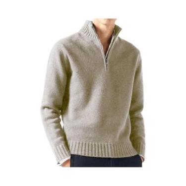 Imagem de Suéter Masculino De Manga Longa Com Gola Alta, Tricô Em Cor Sólida, Ca