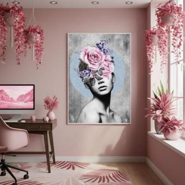 Imagem de Quadro Decor Rosto De Flores 70X50Cm Mold Preta - Quadros On-Line