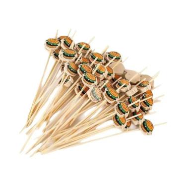 Imagem de 100 Peças De Palitos De Bambu Descartáveis Para Hambúrguer, Frutas, Pe