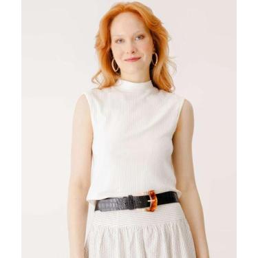 Imagem de Blusa Regata Feminina Canelada Gola Média Marisa Off W-76106, Off whit