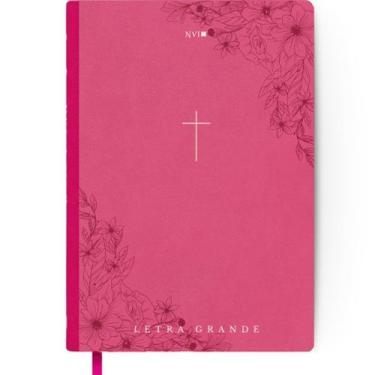 Imagem de Bíblia Sagrada  Letra Grande  NVI  Capa Dura  Cruz Rosa - Publicações 