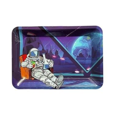 Imagem de Bandeja De Metal 18x12.5CM Para Tabaco, Cigarro E Ervas Com Moedor - A