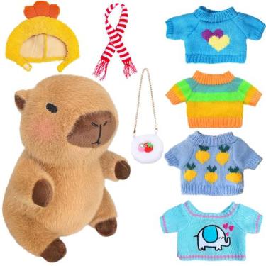 Imagem de Conjunto de brinquedos de pelúcia Kireidane Capybara com 7 roupas e ac