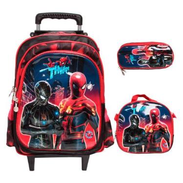 Imagem de Kit Mochila Infantil Homem Aranha Carrinho Resistente - Plike