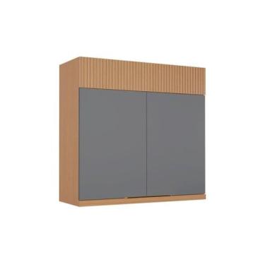 Imagem de Armário Aéreo Cozinha Nesher Realeza 2 Porta 80cm Carvalho/Titânio