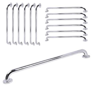 Imagem de Barra de Apoio Alça Inox 80cm Kit 12 Uni Idoso Cadeirante Deficiente Acessibilidade Banheiro Box Corrimao