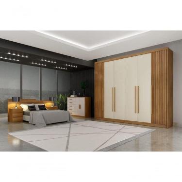 Imagem de Guarda Roupa Casal 6 Portas 6 Gavetas - Coimbra Ripado-cumaru-fendi - Móveis Horizonte