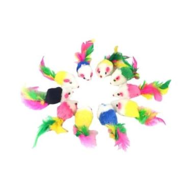 Imagem de Brinquedo De Pelúcia De Coelho Com Pena Arco-Íris Para Gatos - Brinque