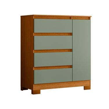 Imagem de Cômoda Sapateira Olimpia Quarto Com 4 Gavetas E 1 Porta Cinamomo-salvia