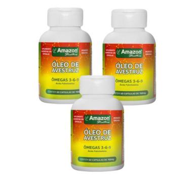 Imagem de 3x Óleo de Avestruz  - Ômegas 3-6-9 -60 Cáps. sabor:sem sabor - Amazon