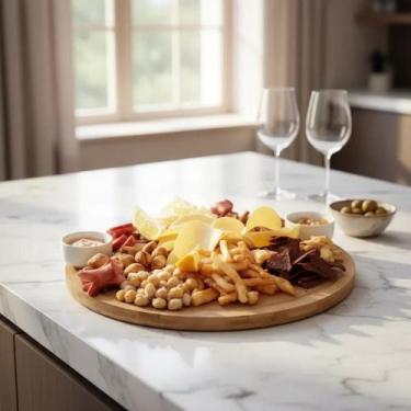 Imagem de Tábua De Frios Bandeja Madeira Divisórias Petiscos Queijos - GIRAFLOWE