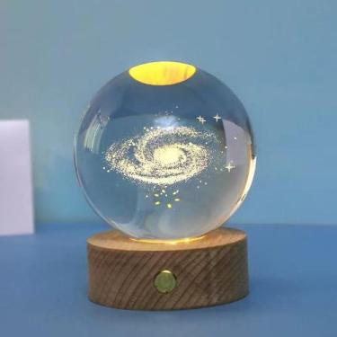 Imagem de Luminária Bola de Cristal Galáxia LED 3D Luz Noturna Decorativa Base M