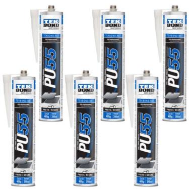 Imagem de Kit 6 Cola Parabrisa Silicone Adesivo PU55 Preto Tekbond