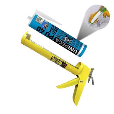 Imagem de Kit Pistola de Silicone + Selante PU Cinza Unipega - Fertak / Unipega